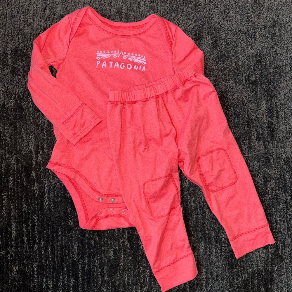 Patagonia Kids Matching Set in Coral Pink